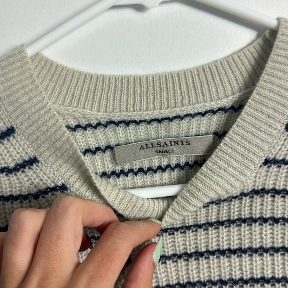 All Saints Striped Mull Jumper Sweater‎ Wool Alpaca Size Small - Picture 3 of 7